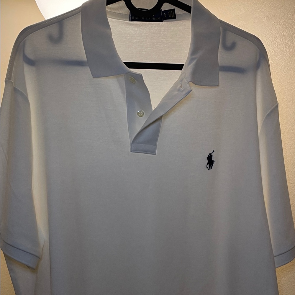 Ralph Lauren Men's Polo Shirt in White with Navy Logo